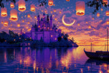 Allenjoy Floating Lanterns Castle Photography Backdrop Gbsx-01054