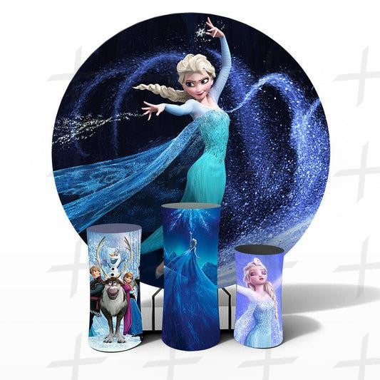 Snowy Adventures. Custom Round Backdrop With Plinths AS-DLZ-561434