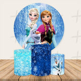 Snowy Adventures. Custom Round Backdrop With Plinths AS-DLZ-e0e2c2