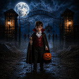 Creepy Zombie Cemetery Graveyard Night Photography Backdrop GB_01300