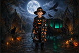 Allenjoy Gótico Halloween Carruaje Luz de Luna Cementerio Telón de Fondo de Fotografía GB_01301