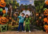 Allenjoy Pixel Halloween Gateway Photography Party Backdrop GB_01337
