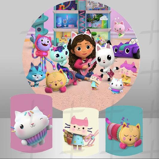 Magical Toy House. Custom Round Backdrop With Plinths AS-DLZ-180621