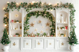 Allenjoy Gold And White Christmas Kitchen Photography Backdrop Gbsx-00748