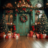 Allenjoy Green Christmas Beautiful Shops And Gifts Photography Backdrop Gbsx-01104