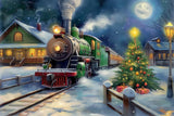 Allenjoy Green Festive Train Photography Backdrop Gbsx-00214