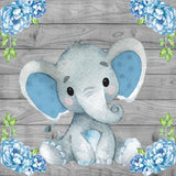 Allenjoy Grey Wood Floral Elephant Photography Backdrop Gbsx-00497