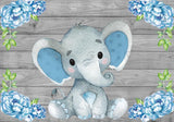 Allenjoy Grey Wood Floral Elephant Photography Backdrop Gbsx-00497