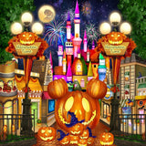 Halloween Castle Town Photography Backdrop GBSX-99787