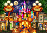 Halloween Castle Town Photography Backdrop GBSX-99787