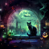 Allenjoy Halloween Dark Stone Arched Window Photography Backdrop Gbsx-00625