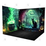 Allenjoy Halloween Dark Stone Arched Window Room Set Backdrop Gbsx-00871&Gbsx-00625&Ym8G-B0503