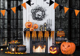 Allenjoy Halloween Fireplace Photography Backdrop GBSX-00169