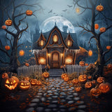 Allenjoy Halloween Gingerbread House Photography Backdrop Gbsx-00898