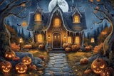 Allenjoy Halloween Gingerbread House Photography Backdrop Gbsx-00899