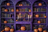 Allenjoy Halloween Magic Purple Bookcase Photography Backdrop Gbsx-01077