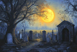 Allenjoy Halloween Night Cemetery Tombstone Photography Backdrop Gbsx-01039