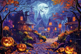 Allenjoy Halloween Spooky Town Photography Backdrop Gbsx-00556