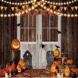 Allenjoy Halloween Wooden White Door Photography Backdrop GBSX-00173