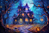 Allenjoy Haunted Forest Glowing Castle  Photography Backdrop Gbsx-00555