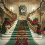 Allenjoy Holly Jolly Christmas Stairs Photography Backdrop GBSX-00004