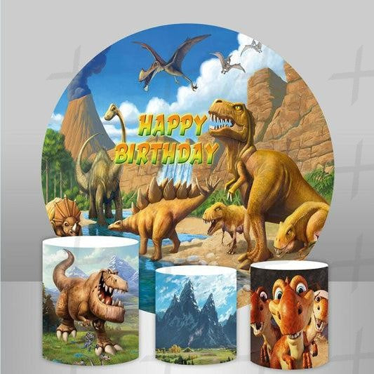 Dinosaur Park Custom Round Backdrop With Plinths AS-DLZ-54540e