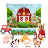 Allenjoy Red Barn Farm Party Prop Foam Board Cutout Set