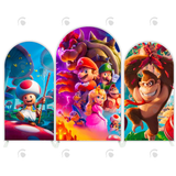 Allenjoy Supper Mario Cartoon Movie Happy Birthday Party Arch Backdrop Wall Cloth Cover