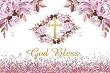 Allenjoy God Bless Christening Backdrop