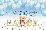 Allenjoy Blue Balloon Teddy Bear Baby Shower Backdrop