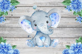 Allenjoy Blue Flora Elephant Baby Shower Birthday Backdrop