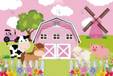 Allenjoy Pink Farm Theme Happy Birthday Backdrop