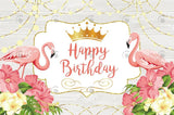 Allenjoy Flamingo Happy Birthday Party Decoration Backdrop