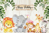 Allenjoy Animal Safari Happy Birthday Backdrop