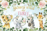 Allenjoy Young Wild And Three Happy Birthday Backdrop