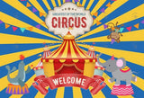 Allenjoy Blue Yellow Circus Decoration Backdrop