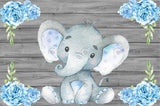 Allenjoy Blue Flora Wodd Elephant Baby Shower Birthday Backdrop