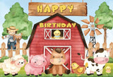 Allenjoy Watercolour Farm Happy Birthday Backdrop