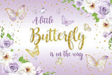 Allenjoy Purple Butterfly Flora Birthday Decoration Backdrop