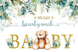 Allenjoy Teddy Bear Gold Baby Shower Decoration Backdrop