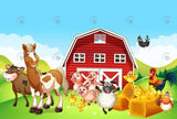 Allenjoy Red Farm House Happy Birthday Backdrop