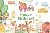 Allenjoy Animal Farm House Happy Birthday Backdrop