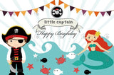 Allenjoy Little Captain Pirate Theme Party Decoration Backdrop