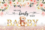 Allenjoy Flora Teddy Bear Glitter Baby Shower Decoration Backdrop