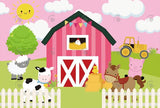 Allenjoy Pink Farm Happy Birthday Backdrop