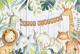 Allenjoy Woods Animal Happy Birthday Party Decoration Backdrop