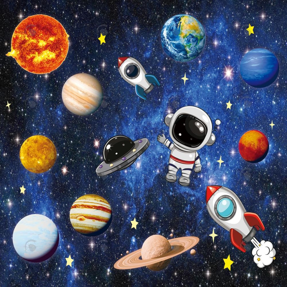Allenjoy Outer Space Galaxy Universe Rockets Photography Backdrop Gbsx-00492