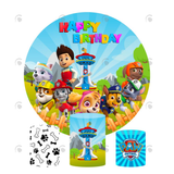 Allenjoy Paw Patrol Birthday Party Decoration Round Circle Backdrop Cover Plinth Cylinder Pedestal Cloth Cover