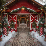 Allenjoy Peppermint Holiday Barn Photography Backdrop GBSX-00007