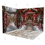 Allenjoy Peppermint Holiday Barn Room Set Backdrop GBSX-00006&GBSX-00007&GBSX-99905